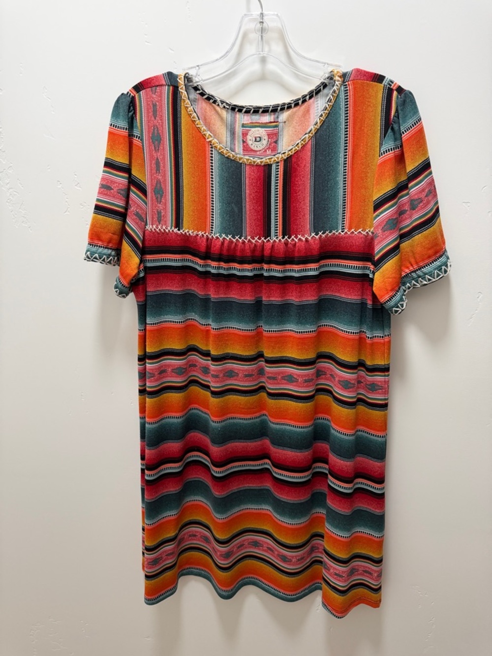 Double D Ranch Striped Midi Dress in Red, Orange, Teal and Black